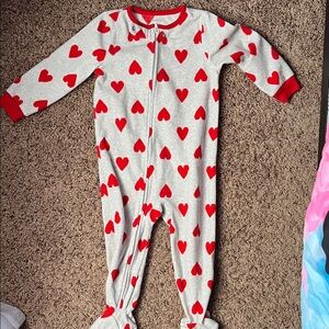 Carter's Gray and Red Heart Footie